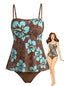 Mehrfarbig 1970er Boho Träger Tankini Set