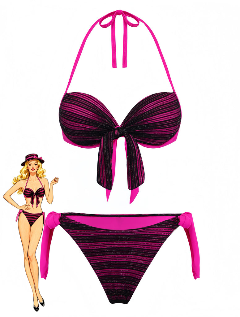 Lila Bikini im Stil der 1960er Jahre – Vintage-Mode, Retro-Stil