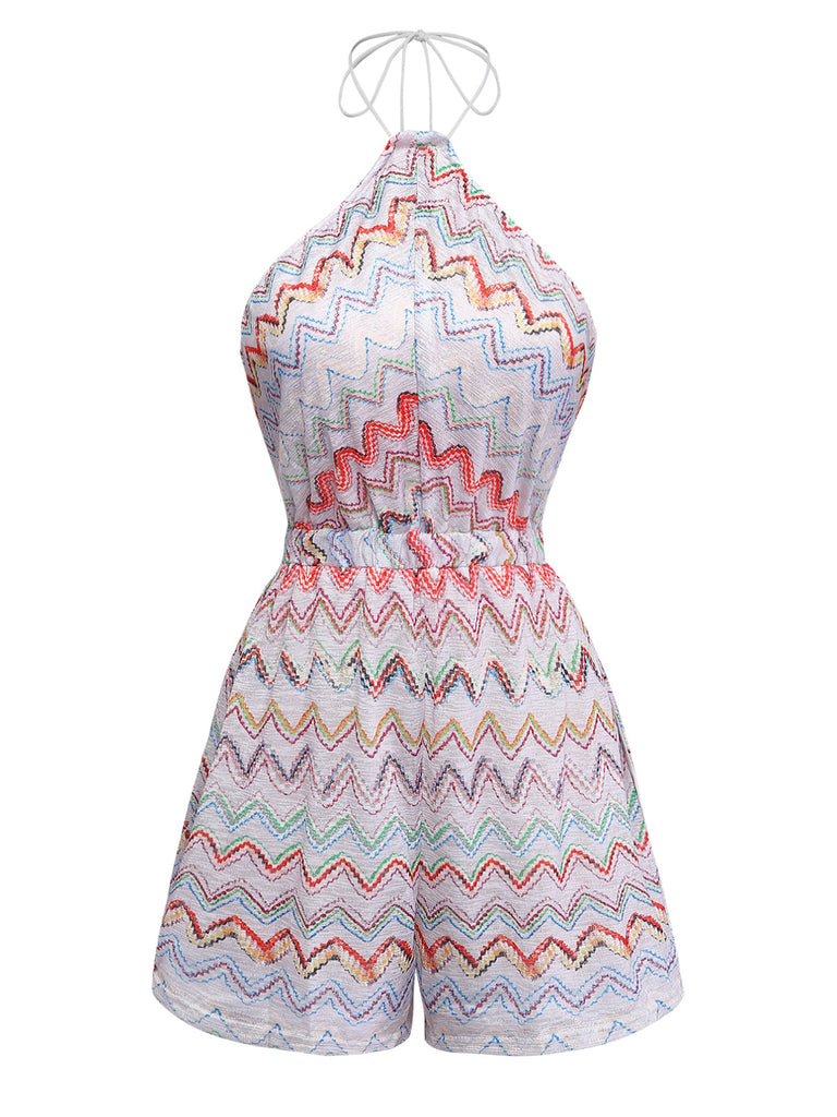 Ärmelloser Jumpsuit mit Print in verschiedenen Farben der 1960er Jahre