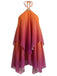 Orange 1960er Farbverlauf Halter Gestuft Chiffon Mini Kleid