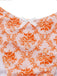 Orange 1970er Tief V-Ausschnitt Blumen Druck Tankini Set