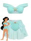 Petrol 1970er Jasmin Schulterfrei Rüschen Bikini Set