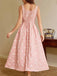 Ärmelloses, pinkfarbenes Maxikleid im Stil der 1930er Jahre mit Blumenjacquardmuster – Vintage-Kleid, Retro-Mode, Rockabilly