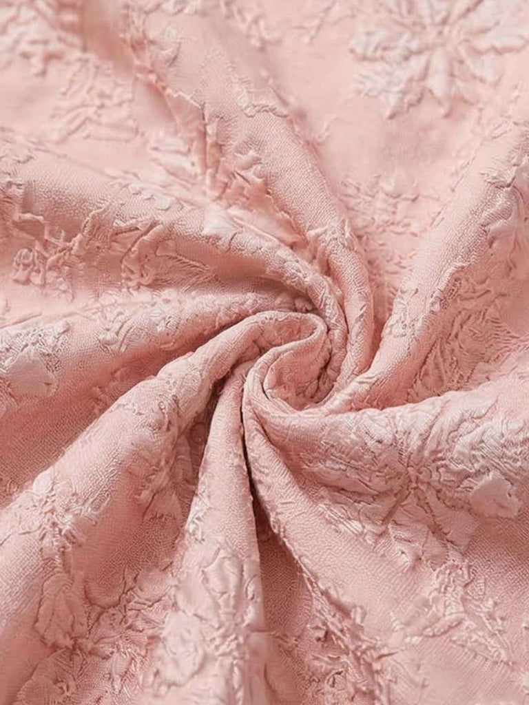 Ärmelloses, pinkfarbenes Maxikleid im Stil der 1930er Jahre mit Blumenjacquardmuster – Vintage-Kleid, Retro-Mode, Rockabilly
