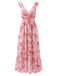 Rosa Maxikleid aus Chiffon mit Blumenmuster im Stil der 1930er Jahre, tiefer V-Ausschnitt am Rücken – Vintage-Kleid, Retro-Mode