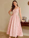 Ärmelloses, pinkfarbenes Maxikleid im Stil der 1930er Jahre mit Blumenjacquardmuster – Vintage-Kleid, Retro-Mode, Rockabilly