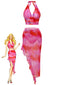 Rosa 1950er Farbverlauf Halter Tankini Set & Asymmetrisch Cover-Up