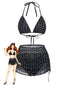 Schwarz 1950er Polka Dot Halter Bikini Set & Cover-Up
