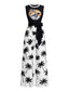 Schwarz & Weiß 1970er Palmen Skelett Surfer Jumpsuit