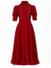 Rot 1940er X-Prequel Perle Spitze Rüschensaum Kleid