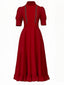 Rot 1940er X-Prequel Perle Spitze Rüschensaum Kleid