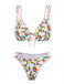 Weiß 1960er Zitrus Dreieck-Träger Bikini Set