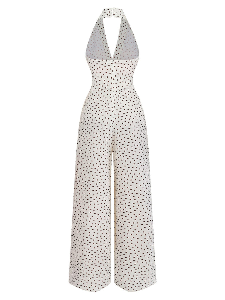 Jumpsuit mit Polka-Dots auf weißem Hintergrund