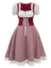 Grün 1950er Oktoberfest Puffärmel Gingham Plaid Kleid