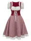 1950er Oktoberfest Puffärmel Gingham Plaid Kleid