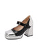 Patent Leder Block Ferse Quadrat Zehe High Heels