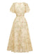Gelbes Chiffonkleid aus den 1930er Jahren mit Schmetterlingsärmeln – Rückansicht