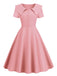 1950er Solide Revers Swing Kleid