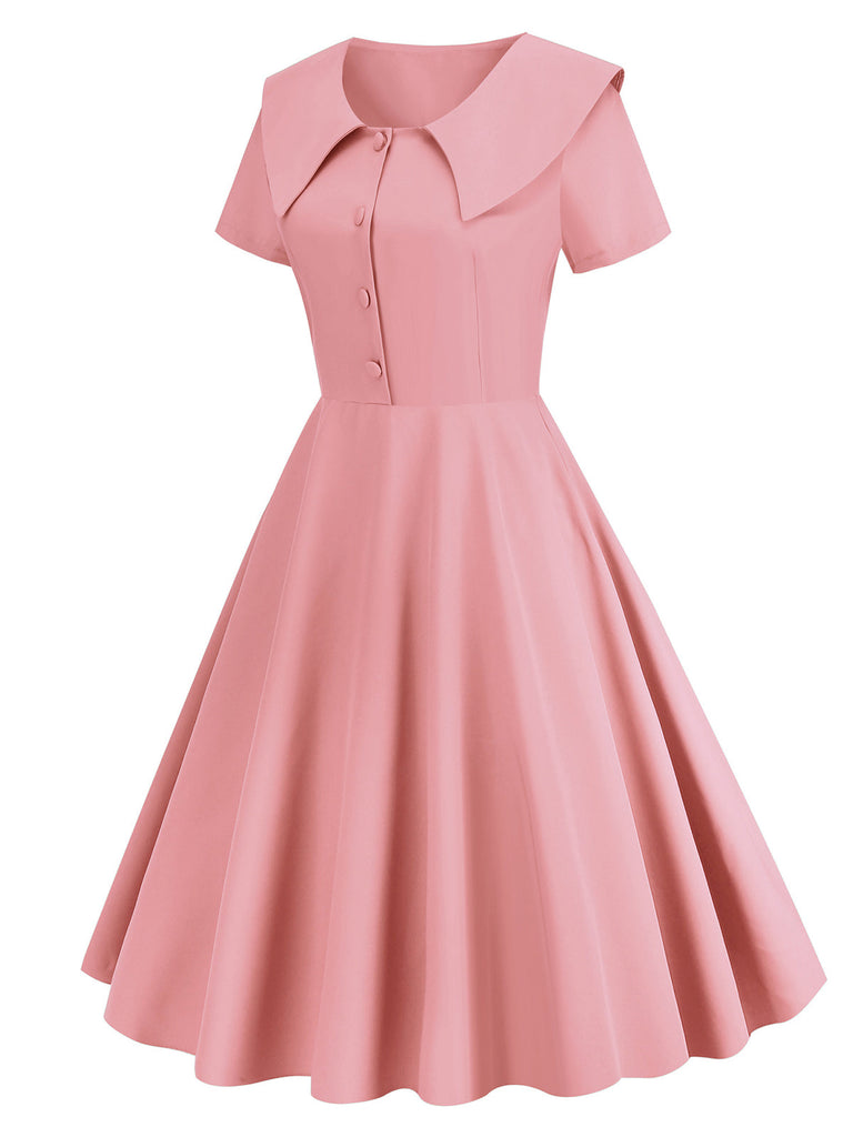 1950er Solide Revers Swing Kleid