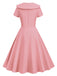 1950er Solide Revers Swing Kleid