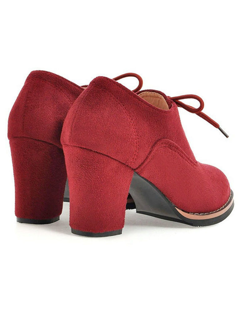 RETRO SOLIDE SCHNÜRSCHUHE MIT DICKEM ABSATZ