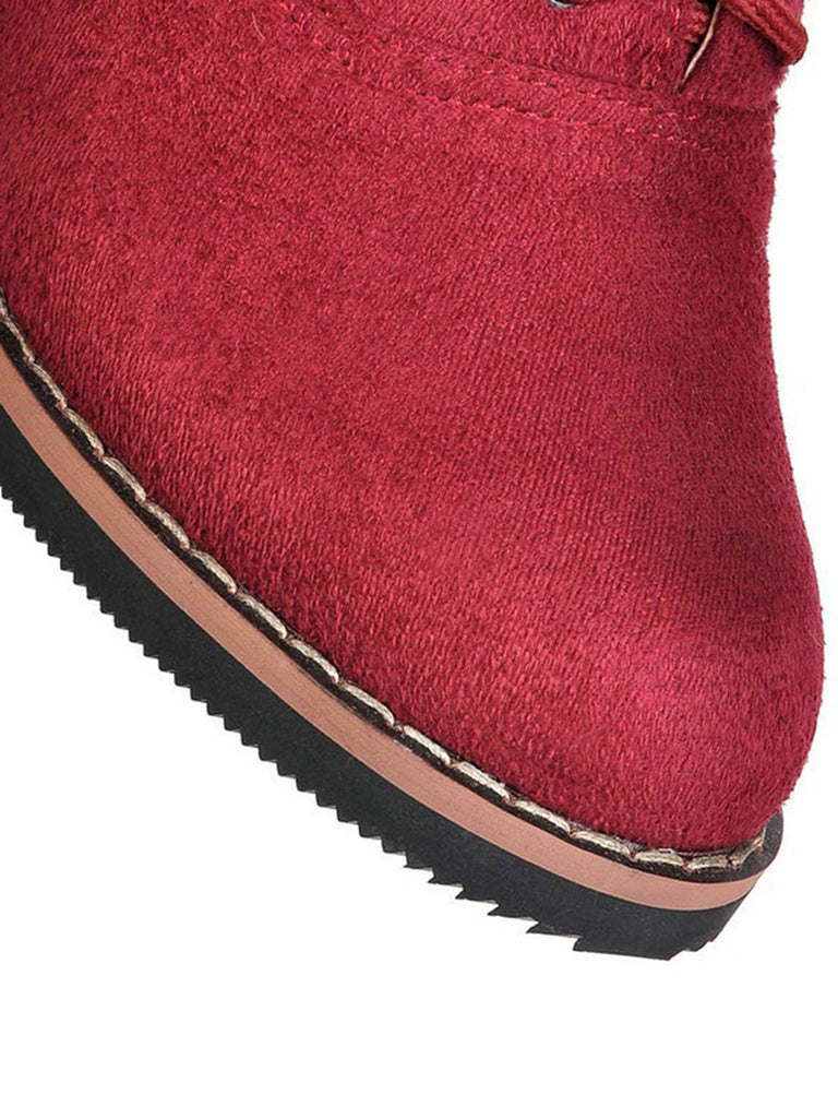 RETRO SOLIDE SCHNÜRSCHUHE MIT DICKEM ABSATZ