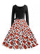 1950er Halloween Kleid mit langen Ärmeln und Kürbisschleife