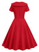 1950er Solide Revers Swing Kleid