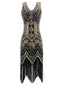 GOLD 1920ER PERLEN PAILLETTEN FRANSEN FLAPPER KLEID