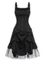 Schwarzes 1950er Halloween Mesh Swing Kleid