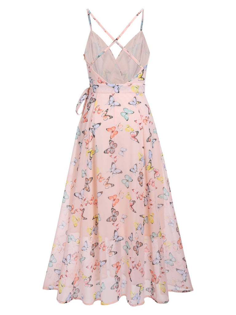Hellrosa Vintage Kleid Mit Blumenriemen Mit SchnÜrung