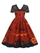 1950er Halloween Spitze Patchwork Fledermaus Swing Kleid