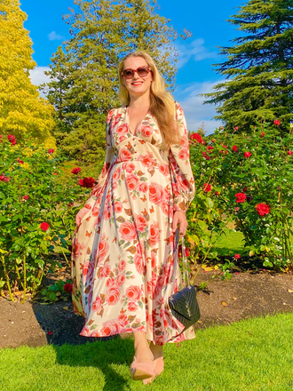 1950S V-AUSSCHNITT LANGÄRMELIGES KLEID