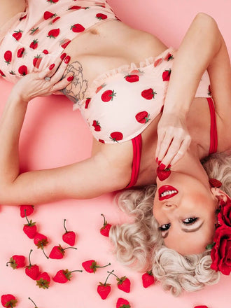 SPITZEN ERDBEER CAMI TANKINI SET