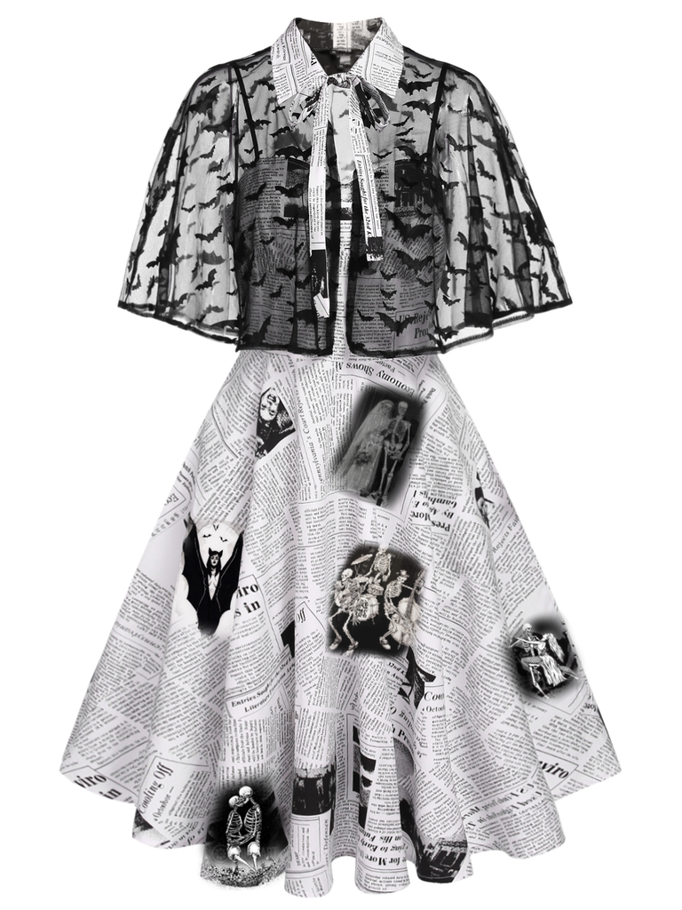 1950er Fledermaus Cape Swing Kleid