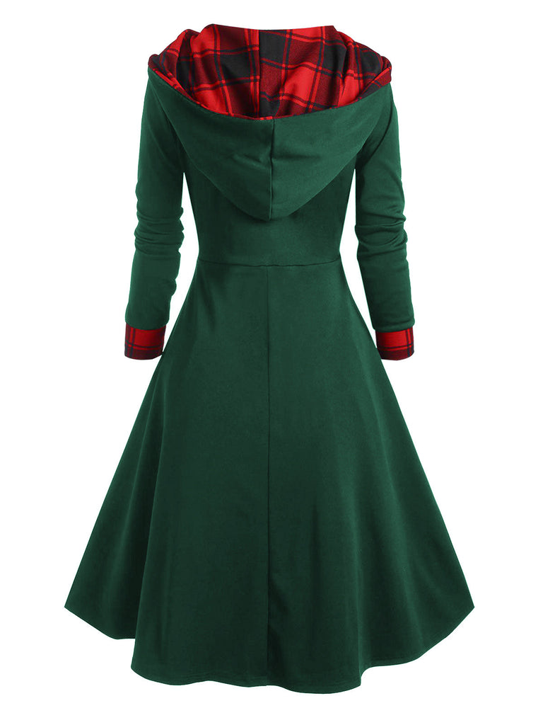 Grün&Rot 1950er Weihnachten Plaids Kapuzenkleid