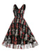 1950er Swingkleid mit besticktem Blumenmuster und V-Ausschnitt