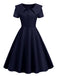 1950er Solide Revers Swing Kleid