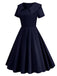 1950er Solide Revers Swing Kleid