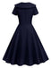 1950er Solide Revers Swing Kleid