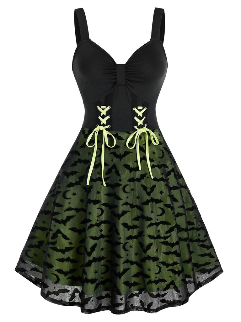 1950ER GRÜN SPAGHETTI HALLOWEEN SWING KLEID