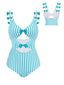 BLAU STREIFEN CUTOUT EINTEILIGES BIKINI SET