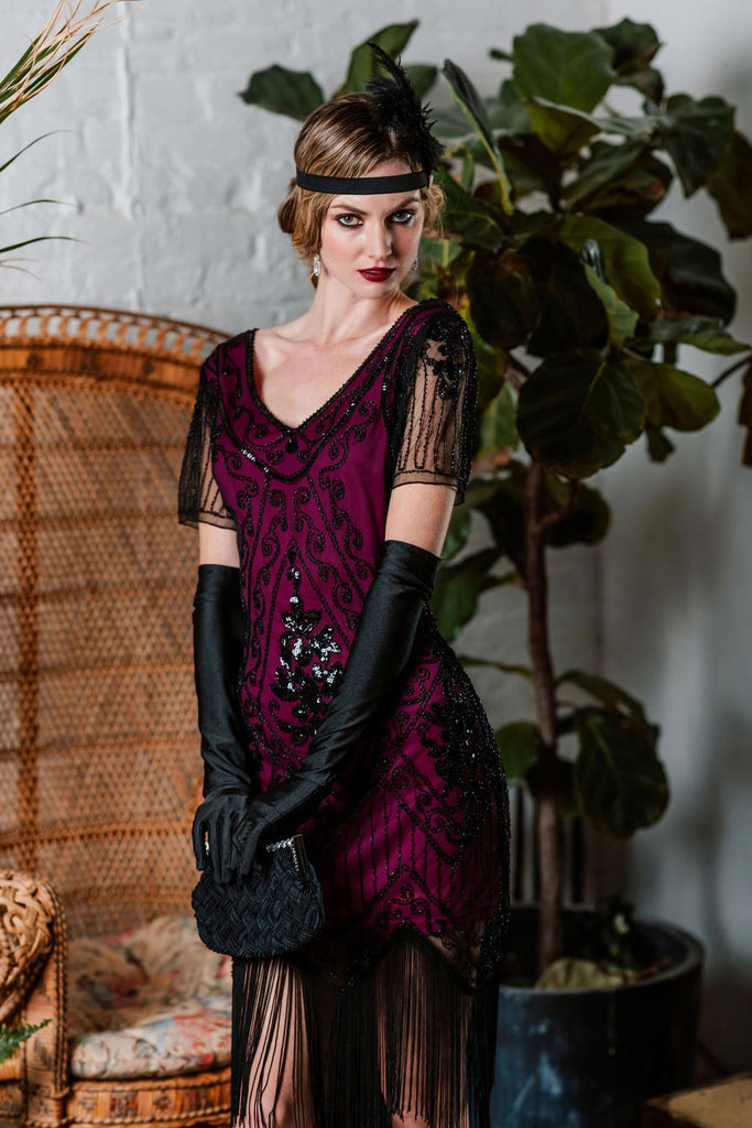 1920er Pailletten Art Deco Flapper Kleid