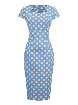 BLEISTIFTKLEID MIT BLAUEN GEPUNKTEN