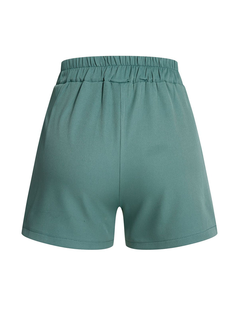 Mintgrün solide Plissee dekorative Tasche Shorts