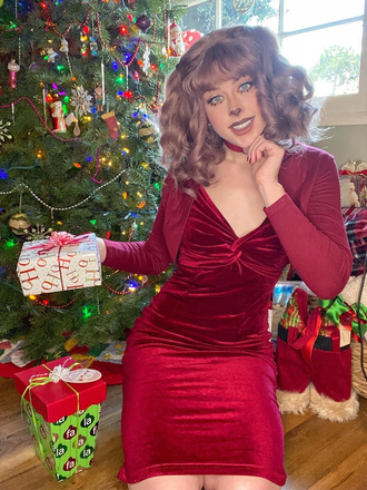 2PCS WEINROT LANGE ÄRMEL PENCIL KLEID