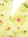 Gelb 3D Blumen Puffärmel Schwungkleid