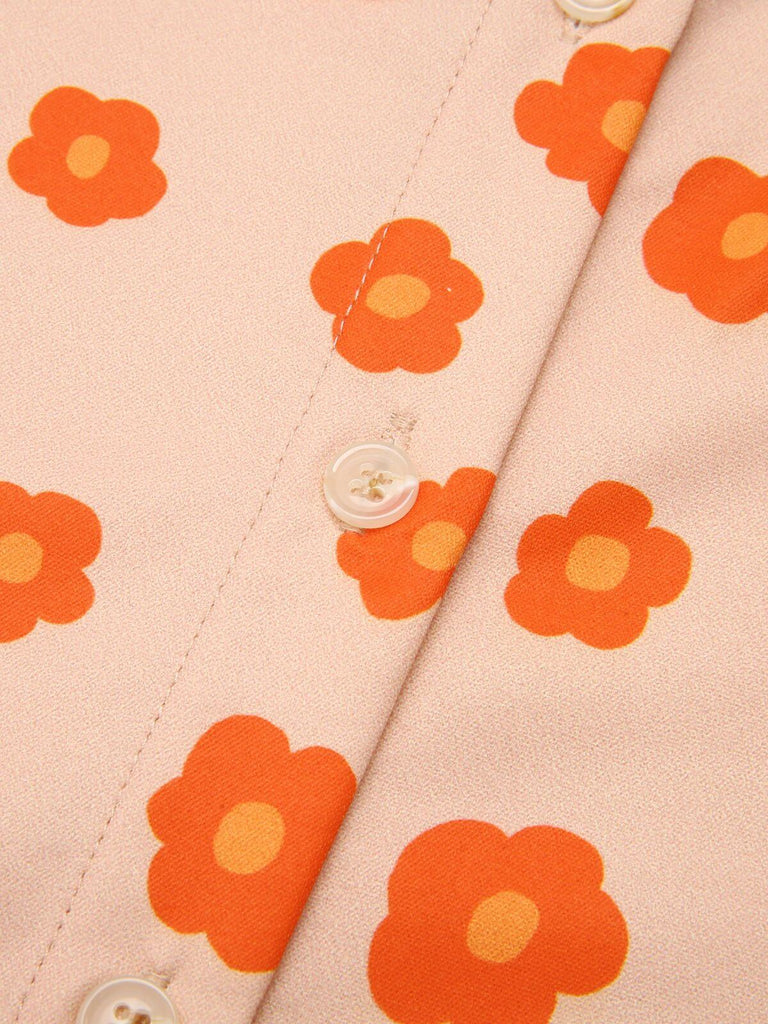 2PCS Orange 1960er Floral Shirt & Rock