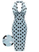 Blaues 1960er Polks Dots Bleistiftkleid