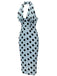 Blaues 1960er Polks Dots Bleistiftkleid